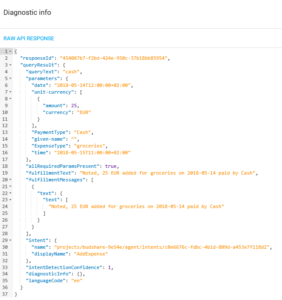 Google DialogFlow - json result