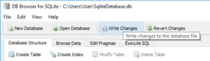 SQLite Browser Write changes