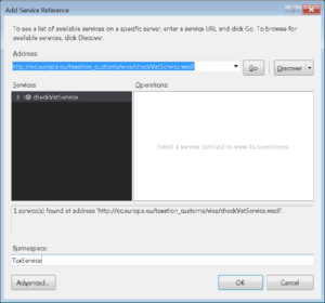 Visual Studio - define new service reference